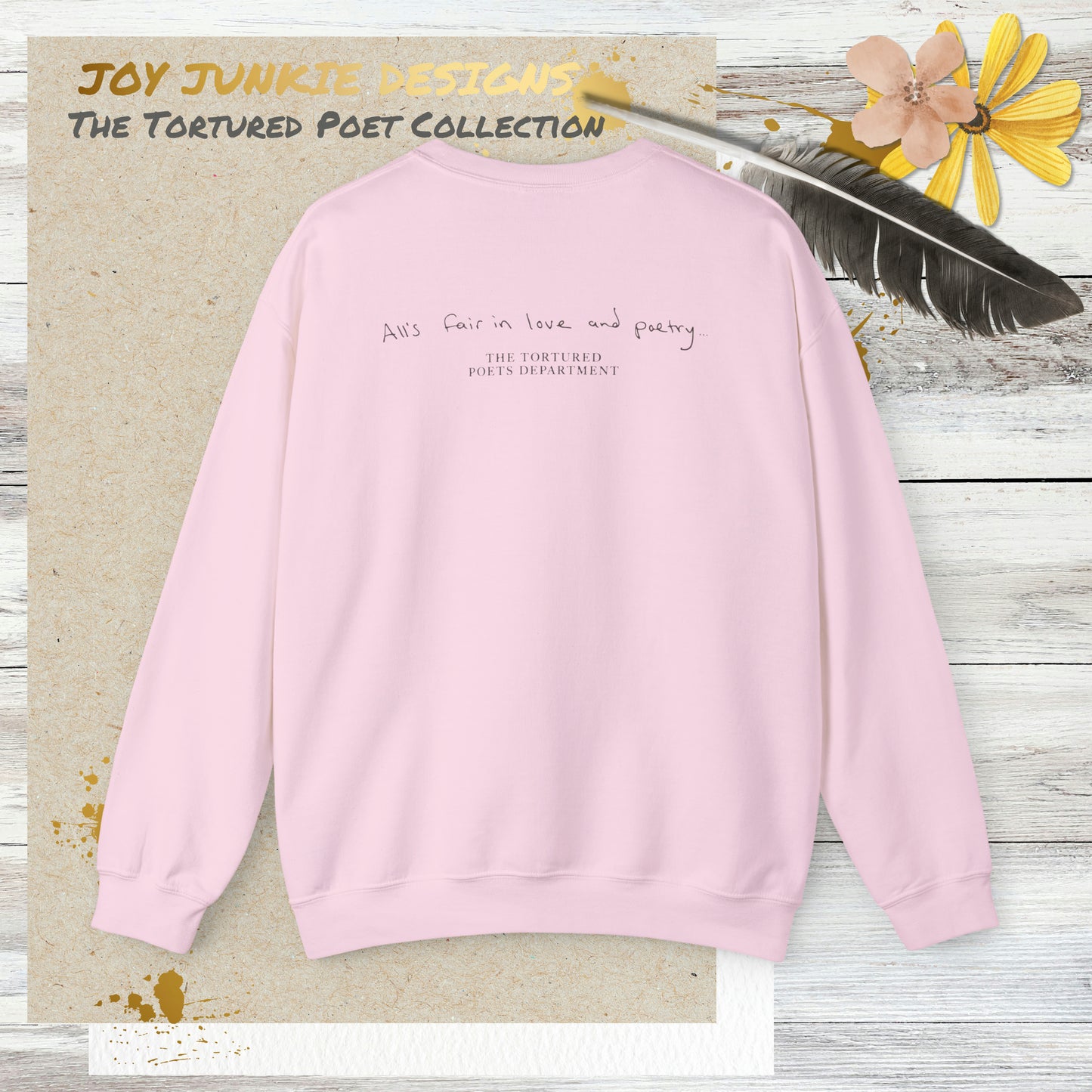 Taylor Swift Tortured Poets Department Chocolate Logo 2-sided Crewneck Pink Sweatshirt