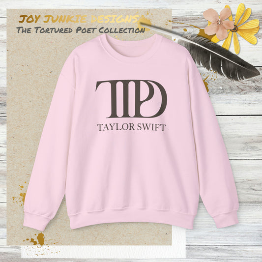 Taylor Swift Tortured Poets Department Chocolate Logo 2-sided Crewneck Pink Sweatshirt