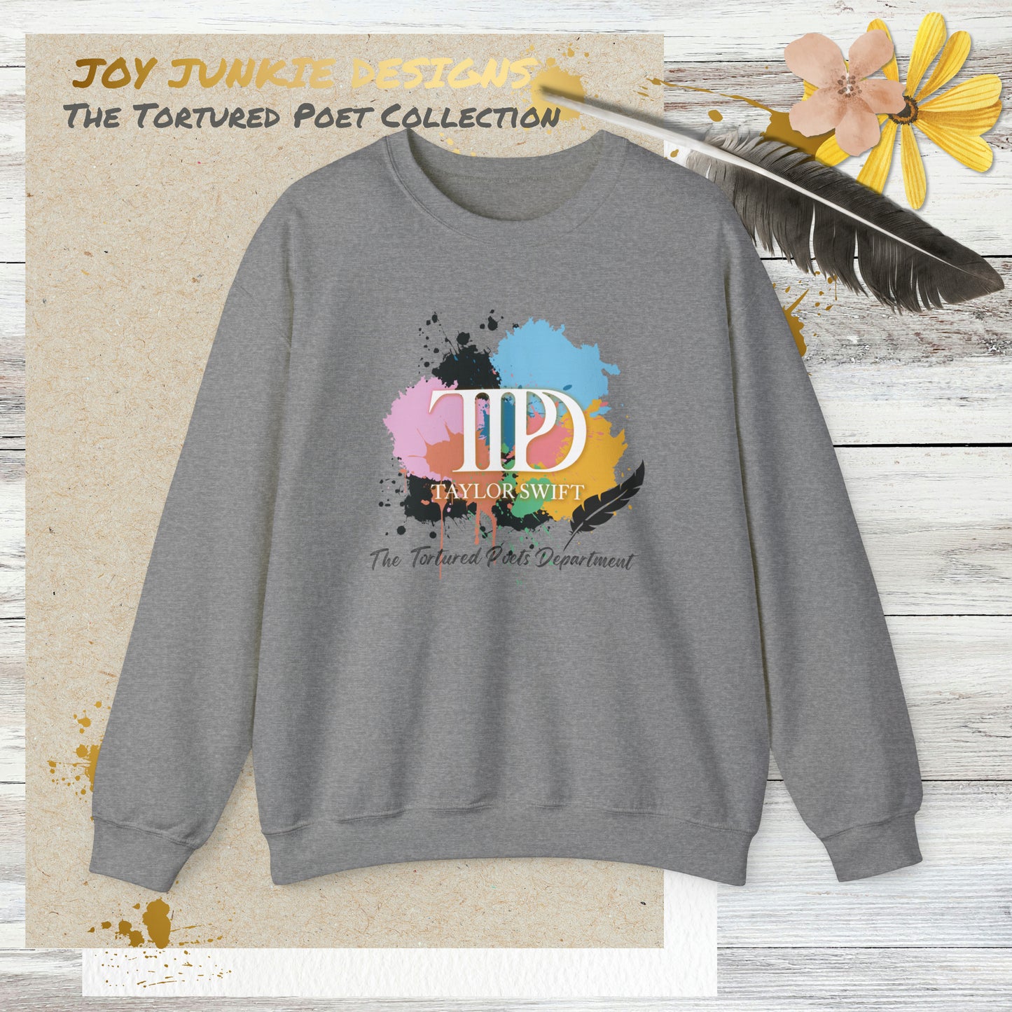 The Tortured Poets Department Colored Ink Splotches Sweatshirt