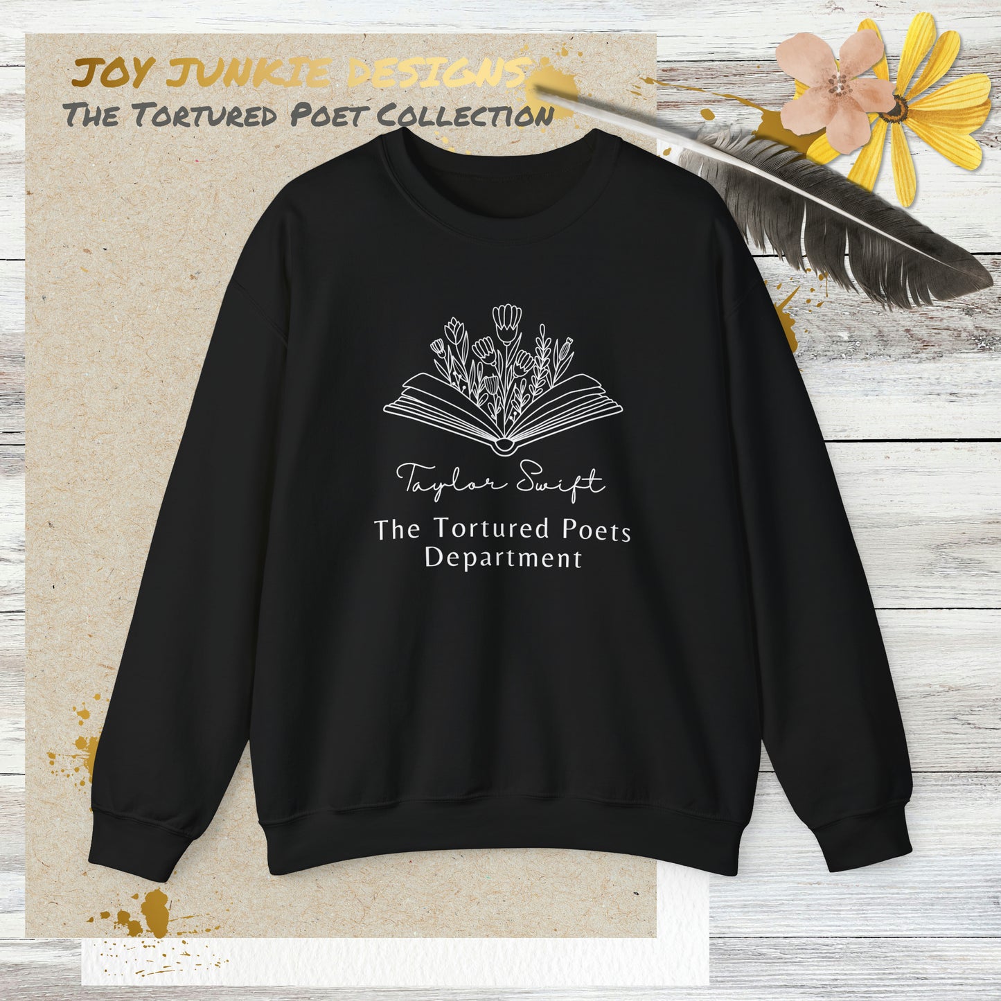 Taylor Swift - Tortured Poets Department Book Flowers 2-sided Crewneck Sweatshirt