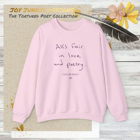 Taylor Swift "All is Fair" Handwriting Pink Sweatshirt