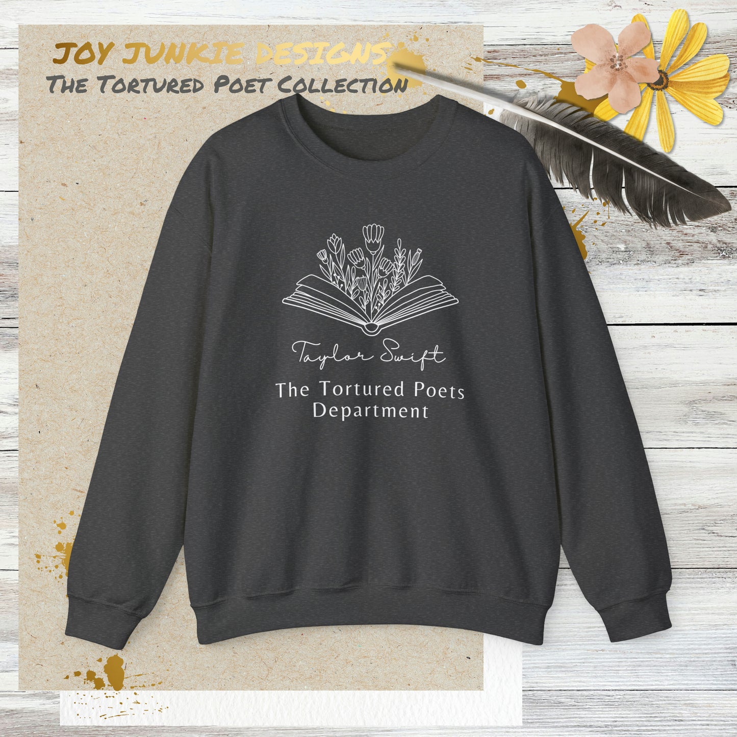 Taylor Swift - Tortured Poets Department Book Flowers 2-sided Crewneck Sweatshirt