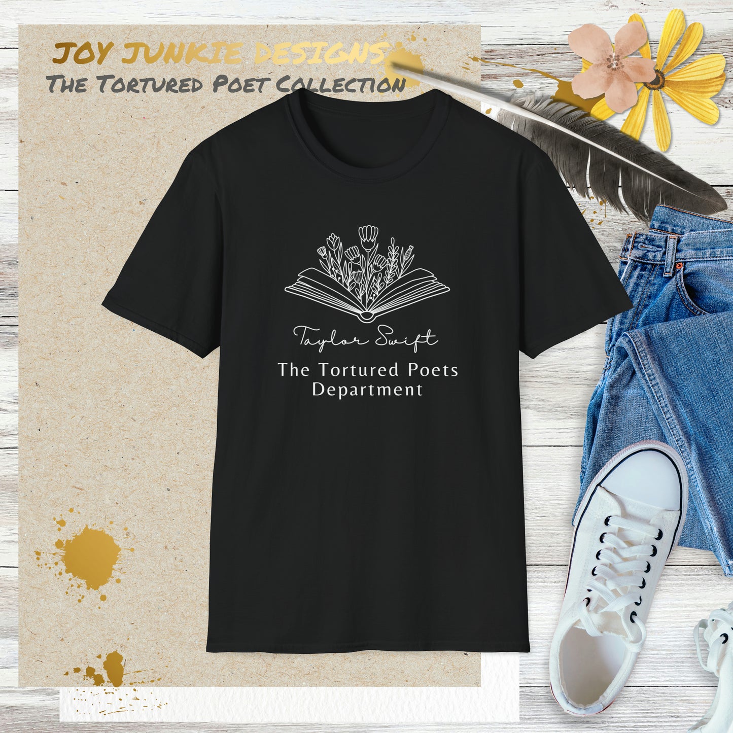 Taylor Swift - Tortured Poets Department Book Flowers 2-Sided T-Shirt