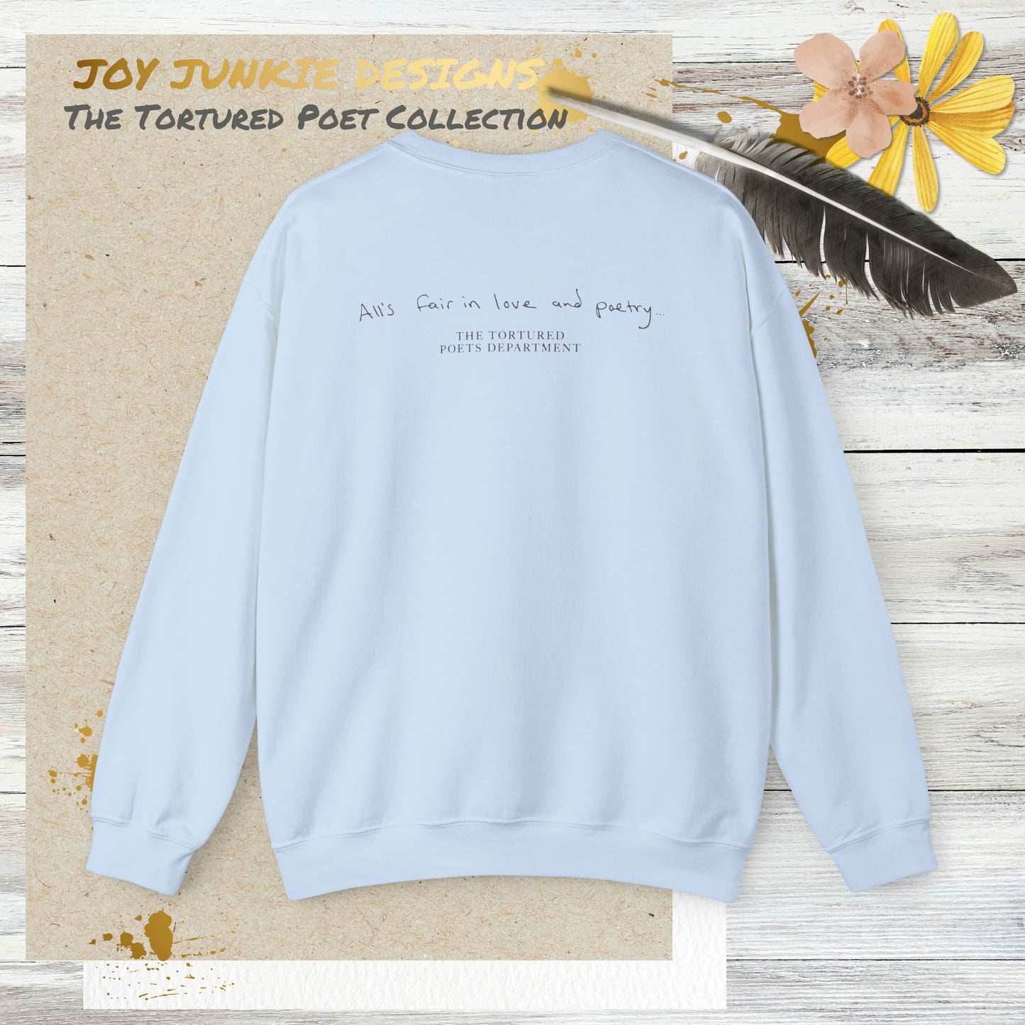 Taylor Swift Tortured Poets Department Chocolate Logo 2-sided Crewneck Baby Blue Sweatshirt