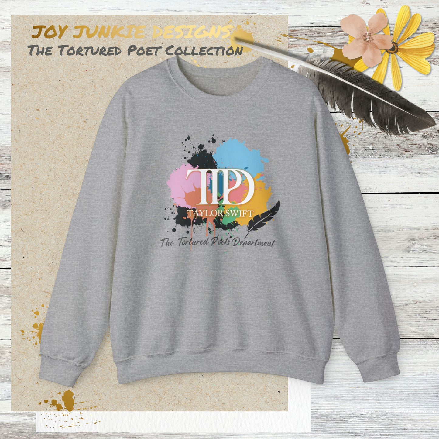 The Tortured Poets Department Colored Ink Splotches Sweatshirt