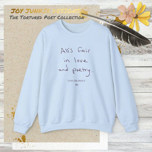 Taylor Swift "All is Fair" Handwriting Baby Blue Sweatshirt