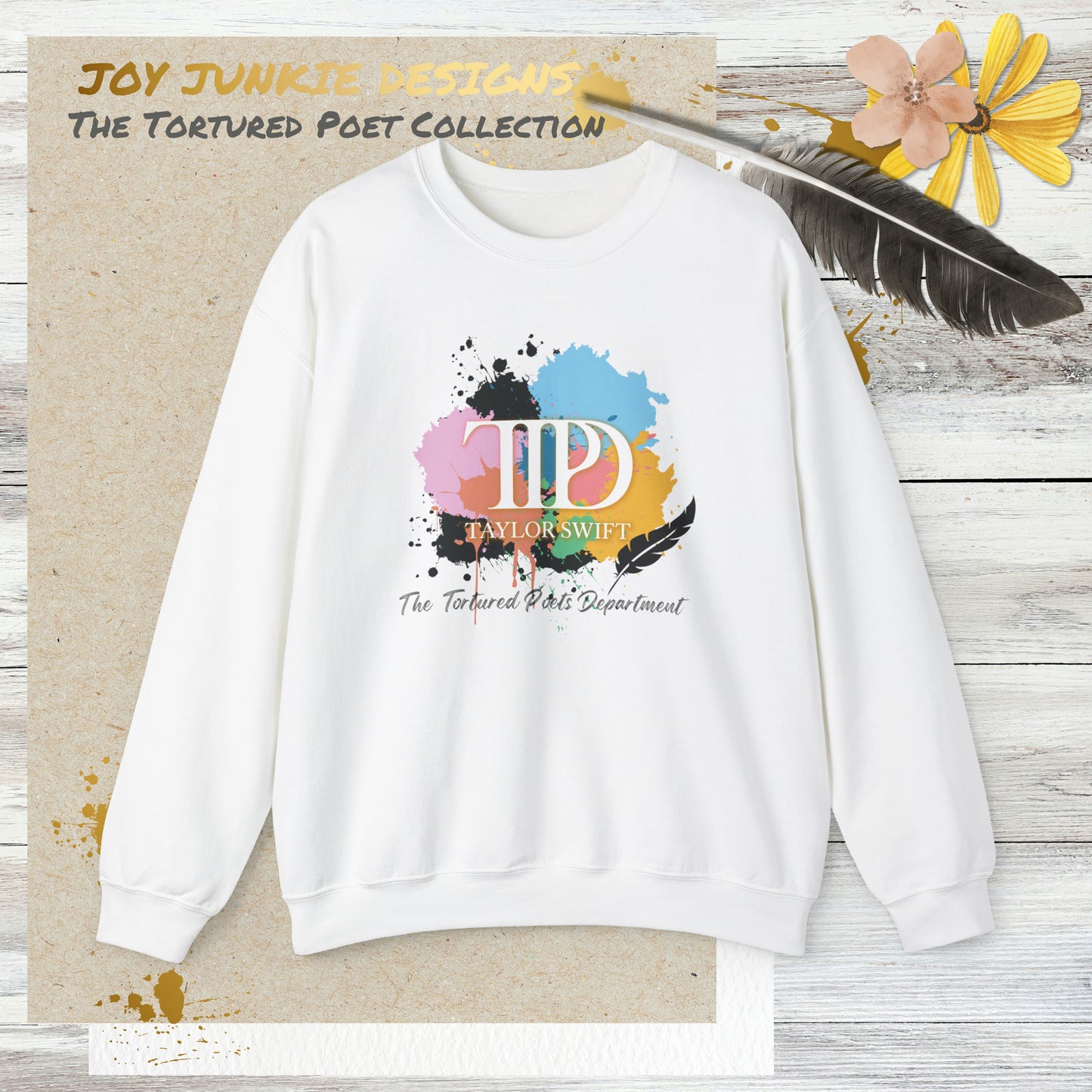 The Tortured Poets Department Colored Ink Splotches Sweatshirt