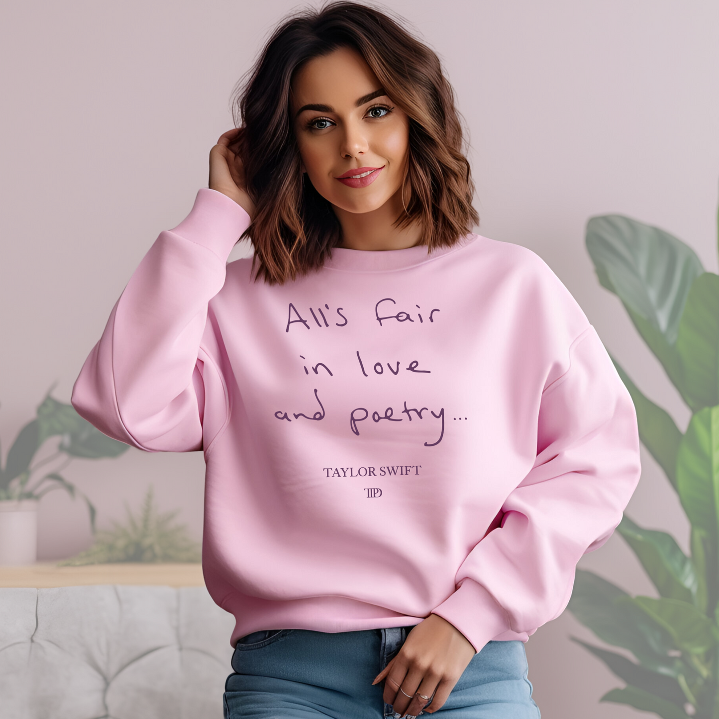 Taylor Swift "All is Fair" Handwriting Pink Sweatshirt