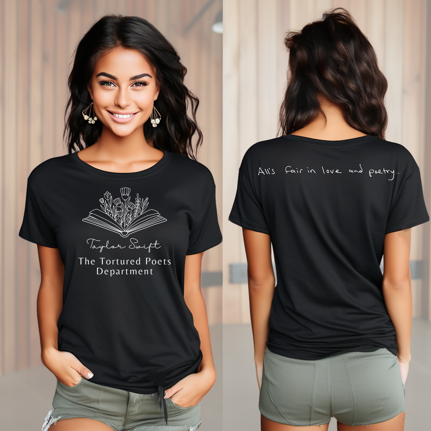 Taylor Swift - Tortured Poets Department Book Flowers 2-Sided T-Shirt