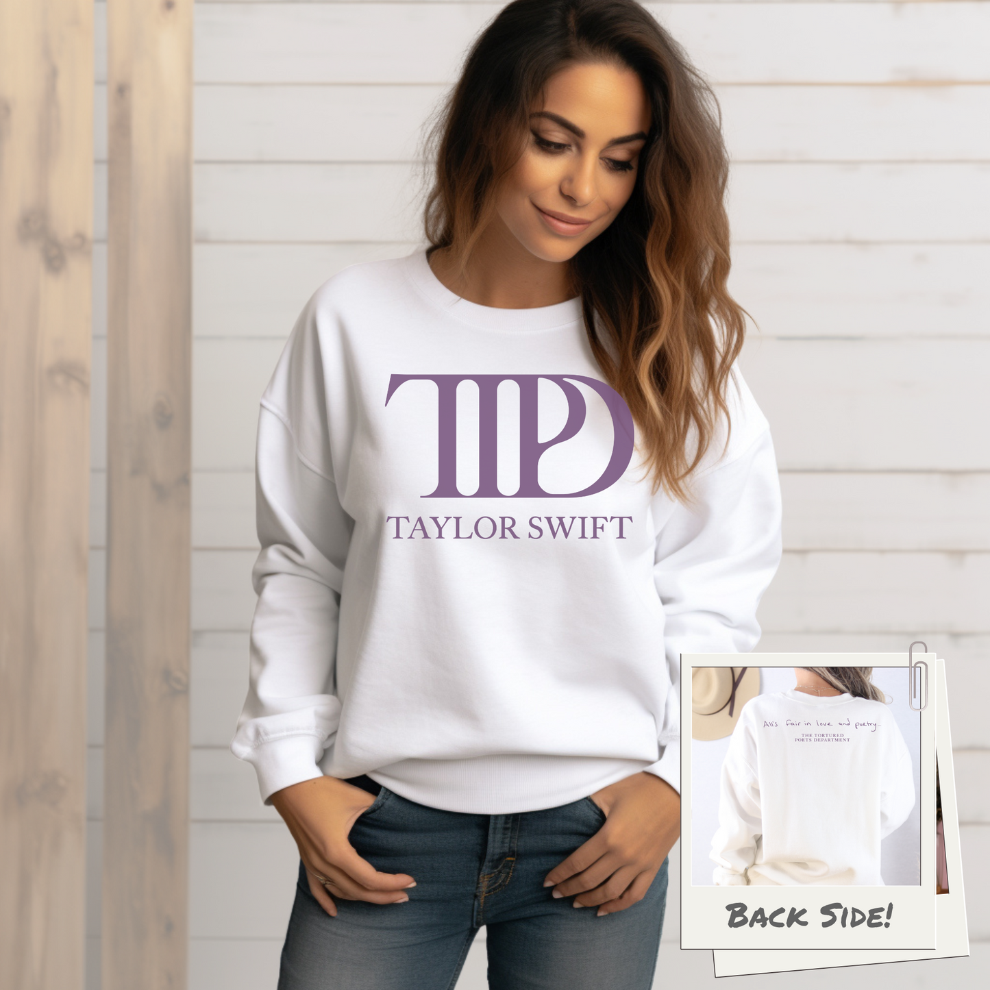 Taylor Swift Tortured Poets Department Purple Logo 2-sided Crewneck Sweatshirt