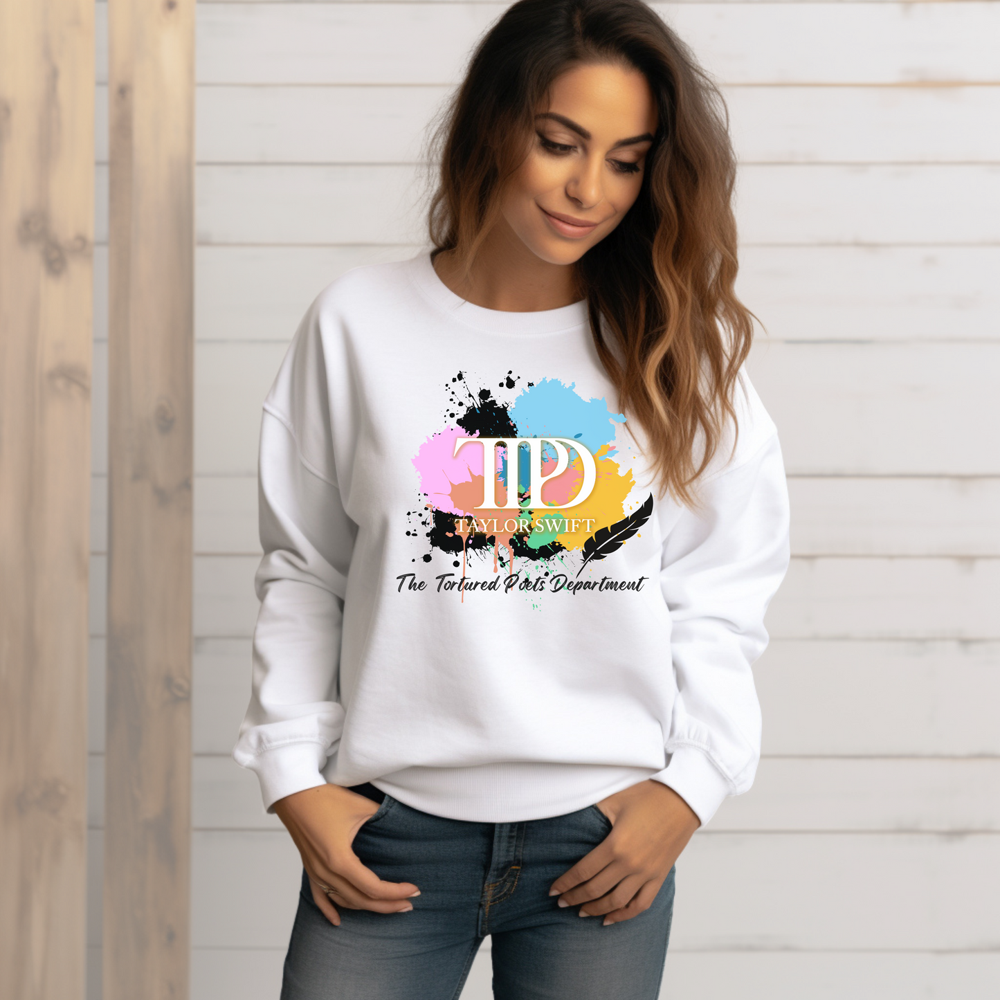 The Tortured Poets Department Colored Ink Splotches Sweatshirt